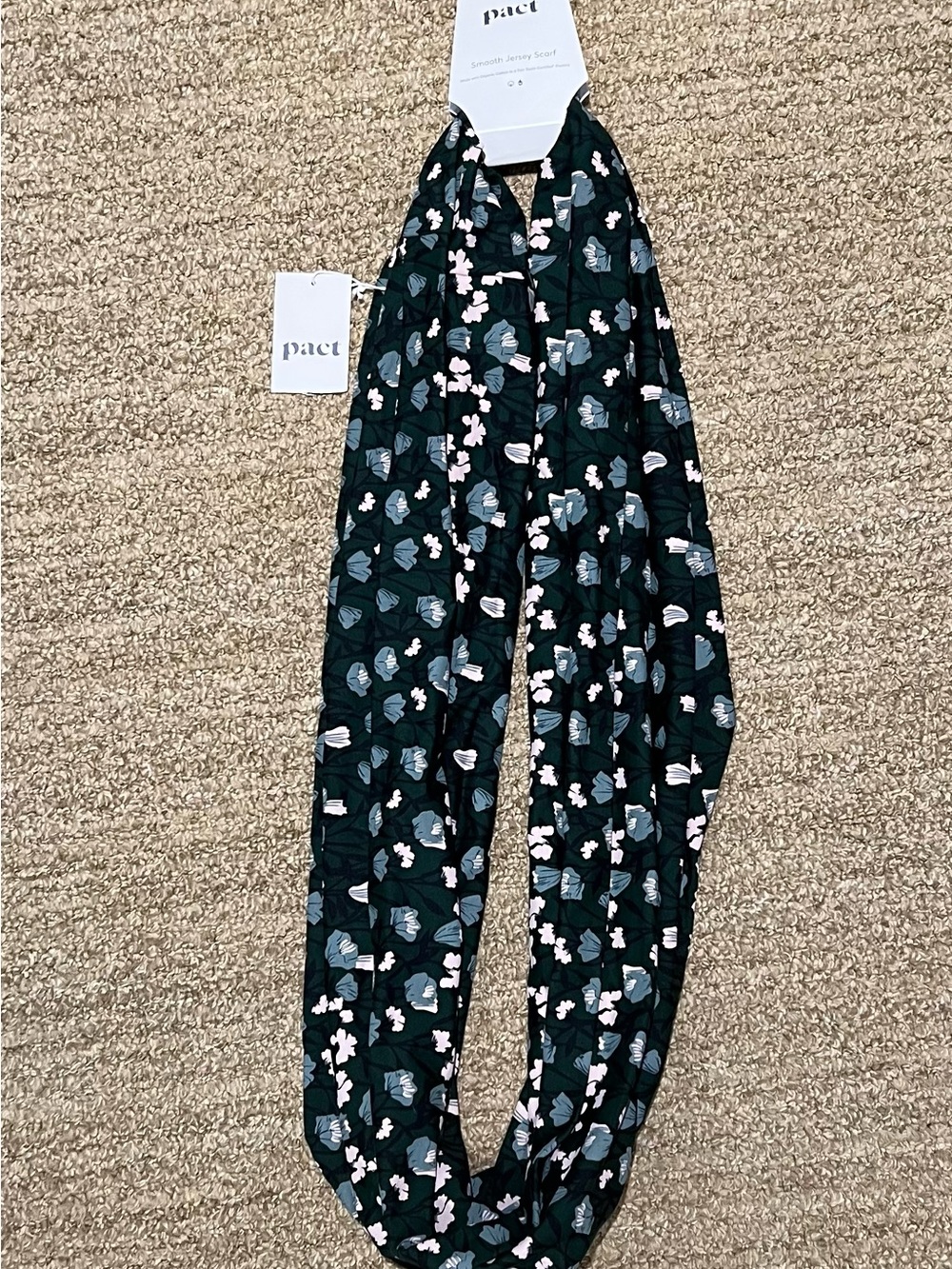 Pact Green Floral Infinity Jersey Scarf
